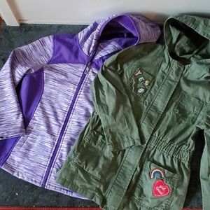 SET: Soft Shell Purple Rain Ski Free Country Old Navy Army Green Hooded Jacket 8